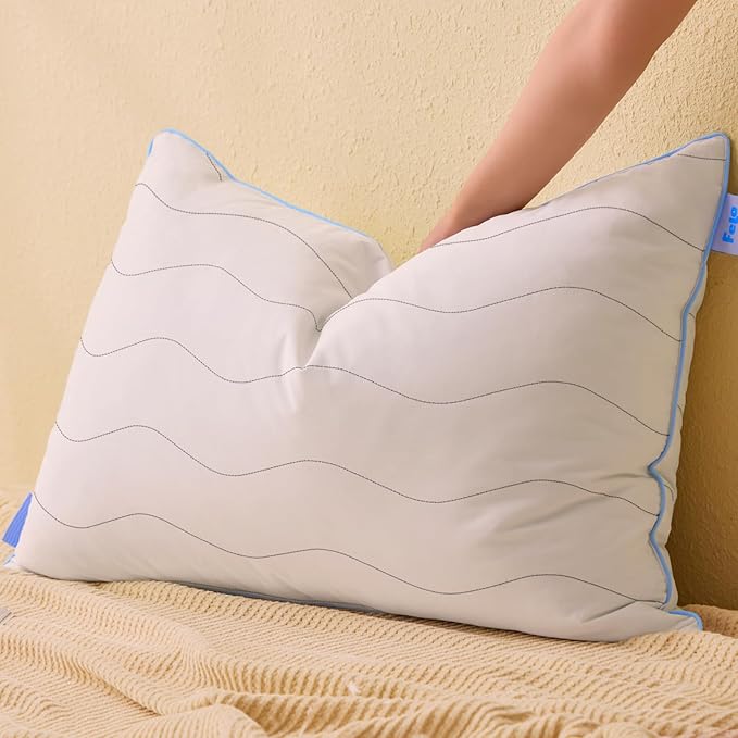 Felo Feather Down Pillow Queen Size, CloudFusion Goose Down Pillow for Sleeping, Hotel Collection Bed Pillow for Side Back Pain Sleepers (20" x 30")