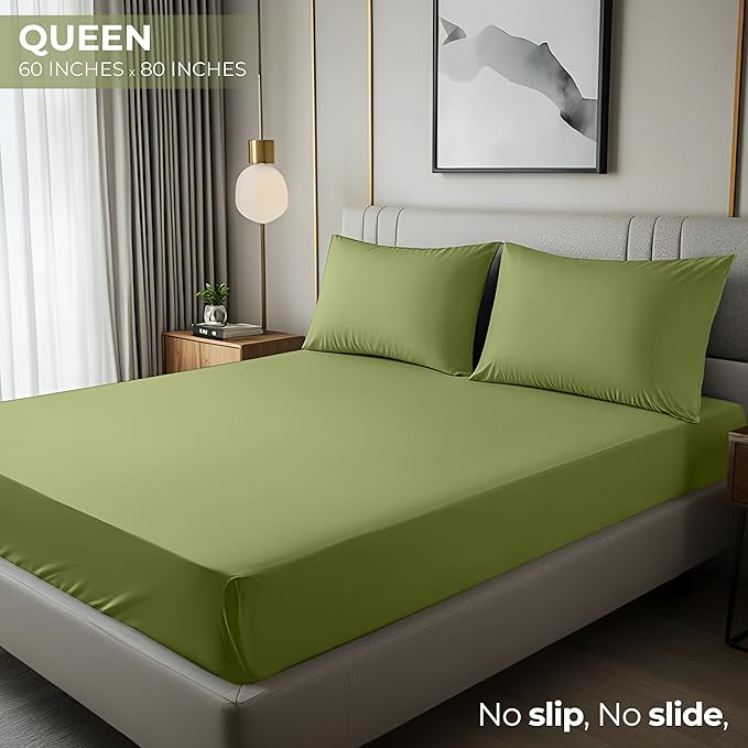 Utopia Bedding Queen Fitted Sheet - Bottom Sheet - Deep Pocket - Soft Microfiber - Shrinkage and Fade Resistant-Easy Care -1 Fitted Sheet Only (Olive)