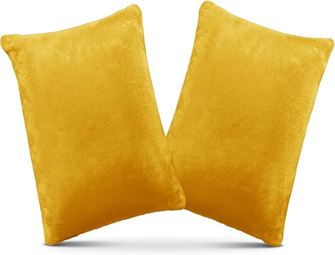 1 MIDDLE ONE 2 Pack Small Pillow, Memory Foam Mini Pillow 11 X 7 Inches for Travel, Sleeping, Nap and Neck, Knee, Lumbar Support, Tiny Cushion for Pet, Dogs (Golden Yellow)