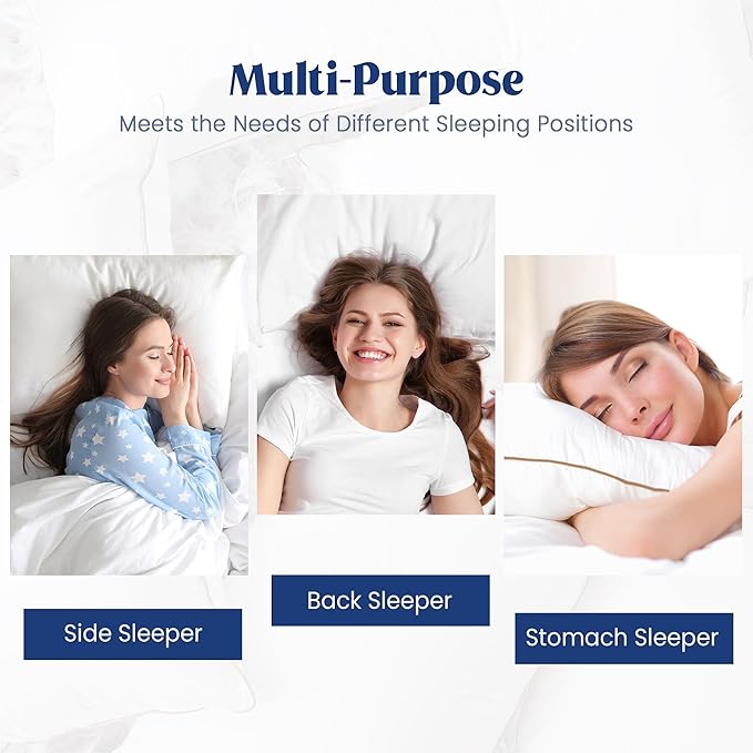 puredown® Goose Feather Down Pillows King Size Set of 2, Fluffy Luxury Hotel Collection Bed Pillow for Back, Stomach or Side Sleeper
