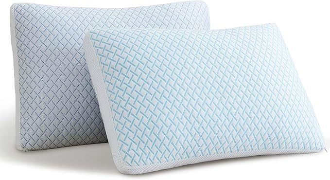 Alkyonos Shredded Memory Foam Cooling Soft Pillows King Size Set of 2, Adjustable Hypoallergenic Hotel Quality Pillow for Back, Side and Stomach Sleeper, Bamboo Viscose Cover, Oeko-TEX Certified