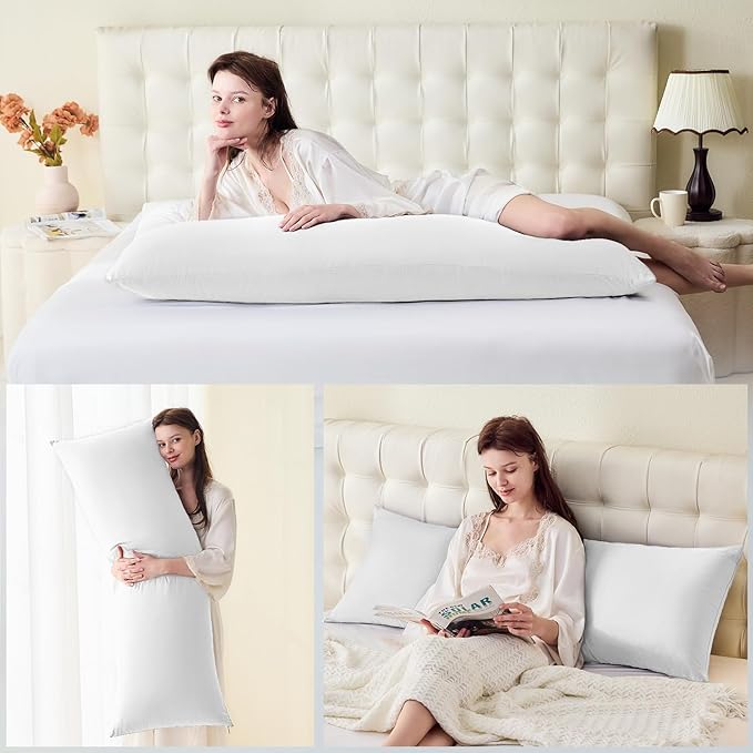 DOWNSTORIA Body Pillow Cover, Ultra Soft Microfiber Long Pillowcase, Envelope Closure Large Pillow Cases 20x54 inch (White)