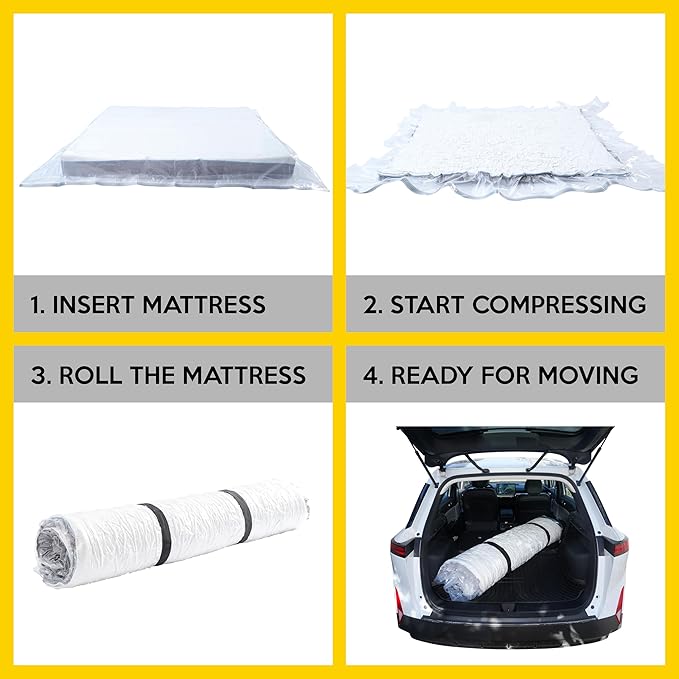 WORKKOOL Vacuum Mattress Bag for moving, Vacuum Sealed Bags for Mattress Storage, Mattress Compression Bag, Foam and Latex Mattress Vacuum Bag with Straps(KING. CAL-KING)