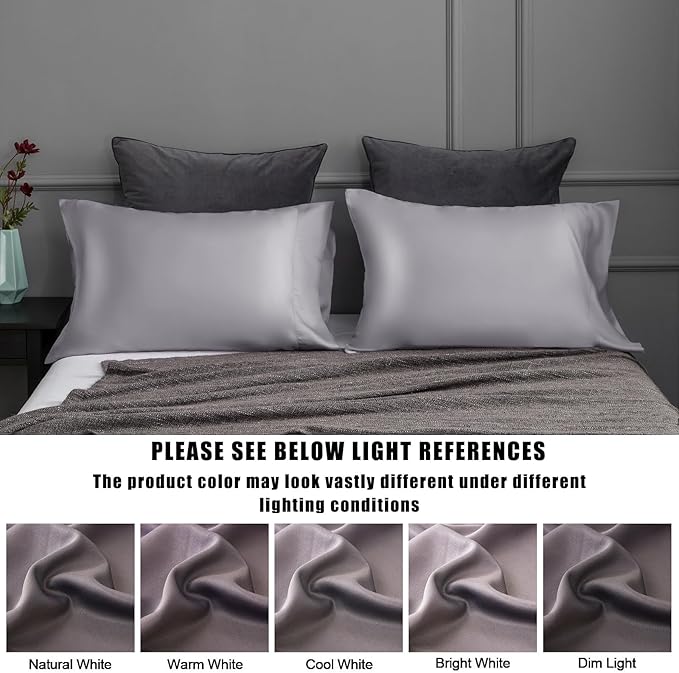 TELUS Dark Grey Pillow Cases King Size 2 Pack, Bamboo Rayon Cooling Pillowcases with Envelope Closure, Cool Breathable Pillow Cover for Hot Sleepers & Night Sweats, 20x40 inch