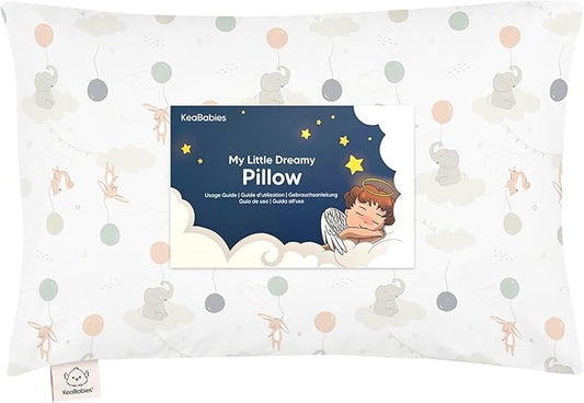 Toddler Pillow with Pillowcase - 13x18 My Little Dreamy Kids Travel Bed Pillows for Sleeping, Organic Cotton Small Pillowcase, Soft & Breathable, Machine Washable, Toddlers 2-5 years old (Escapade)