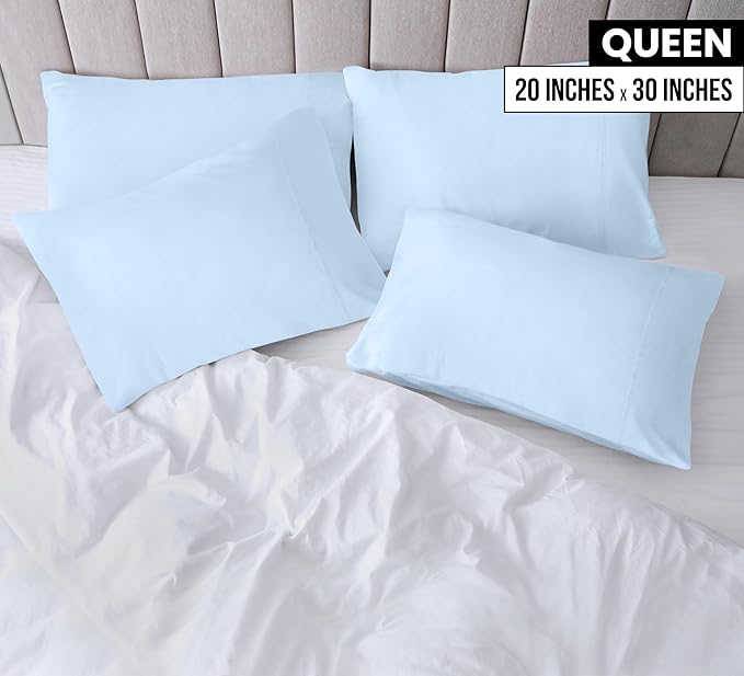 Utopia Bedding Queen Pillow Cases - 4 Pack - Envelope Closure - Soft Brushed Microfiber Fabric - Shrinkage and Fade Resistant Pillow Covers Queen Size 20 X 30 Inches (Queen, Ice Blue)