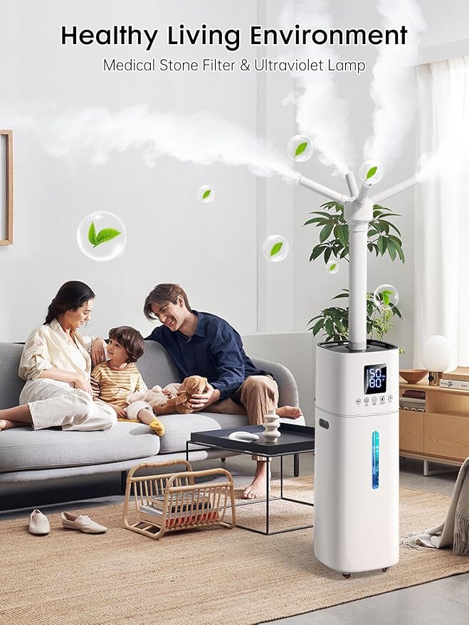 15L/4Gal Humidifier Large Room, 600mL/h Misting, 1200ft² Coverage, Auto Humidity Control, 72H Runtime, Top Fill, Aroma Diffuser, Sleep Mode, 12H Timer, Auto Shutoff Protection