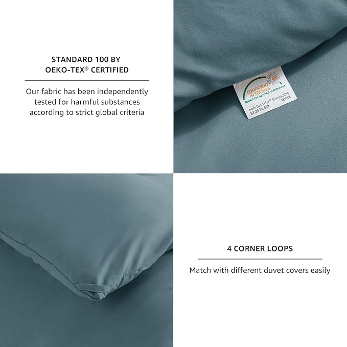 CozyLux King Size Comforter Set Mineral Blue, 3 Pieces Solid Comforters King Size Breathable Quilted Bedding Sets, Luxury Soft Lightweight Bed Set with Down Alternative Comforter and 2 Pillowcases