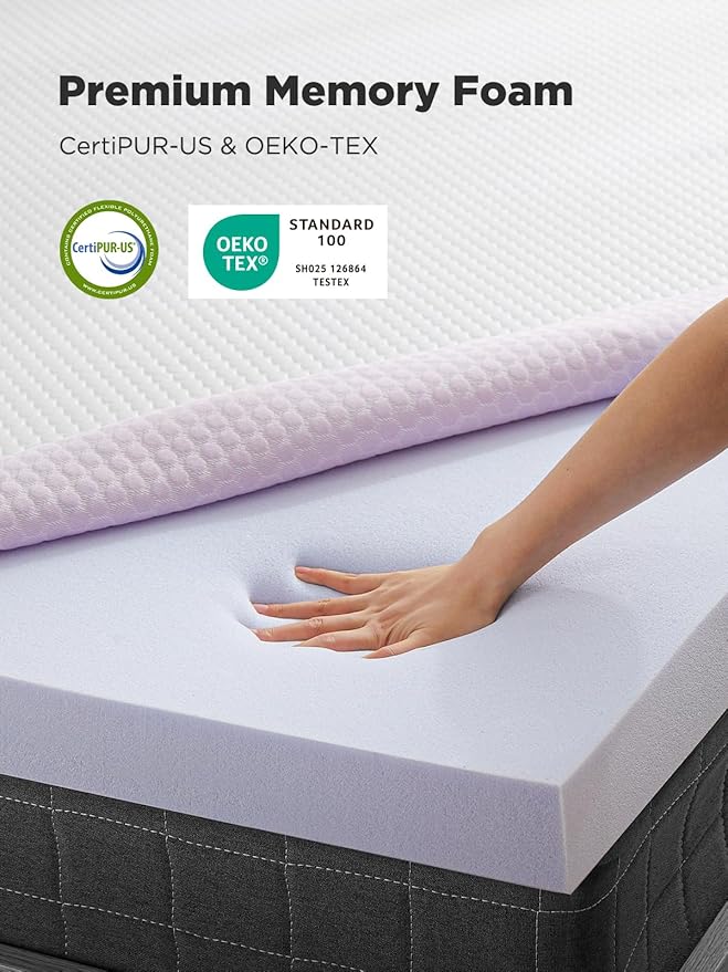 PERLECARE 3 Inch Gel Memory Foam Mattress Topper for Pressure Relief, Premium Soft Cooling Sleep, Non-Slip Design with Removable & Washable Cover, Twin