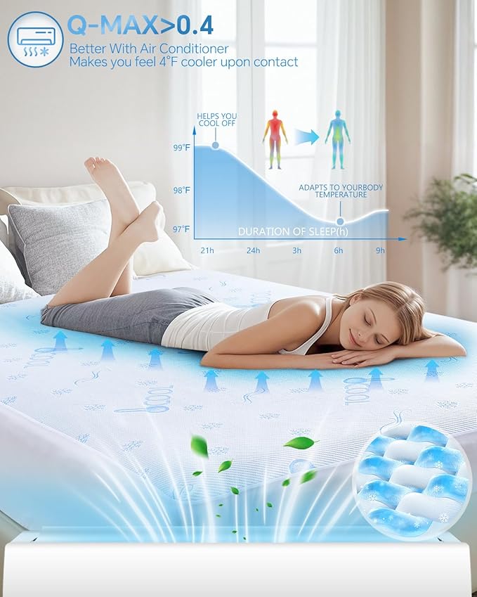 Kmall Cooling Queen Size Mattress Protector - 100% Waterproof & Breathable Cool 3D Air Fabric Bed Mattress Cover, Ultra Soft Noiseless Mattress Pad for 8"-21" Deep Pocket, Machine Washable (White)