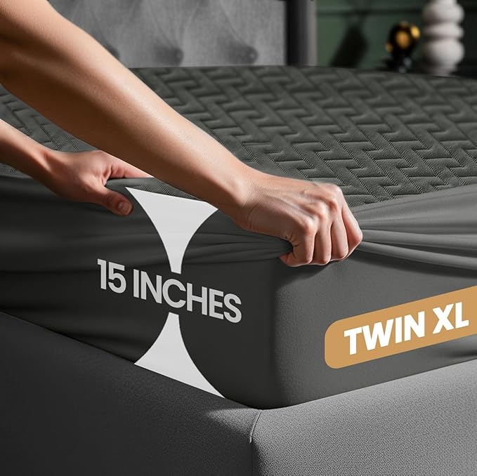 Utopia Bedding Waterproof Mattress Protector Twin XL Size, Premium 3D Air Soft Fabric Mattress Cover, Fits 15 Inches Deep, Breathable, Fitted Style with Stretchable Pockets