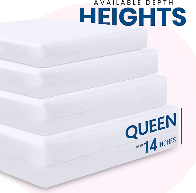 Utopia Bedding Premium Waterproof Bed Bug Mattress Cover, Queen Zippered Mattress Protector, 14 Inches Deep, Dust Mite Proof 6-Sided Mattress Encasement for Bed