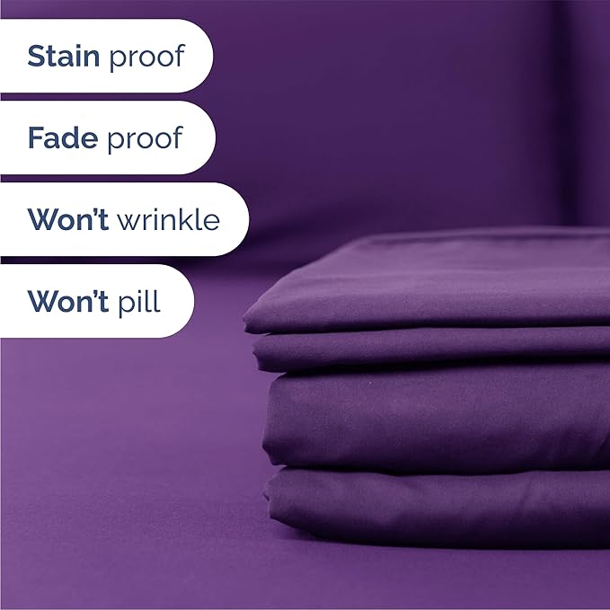 Queen 6 Piece Sheet Set - Comfy, Breathable & Cooling - Hotel Luxury Bedding for Women, Men, Kids, Teens and Children - 1 Flat & 1 Fitted Sheet & 4 Pillowcases w/ Deep Pockets - Wrinkle Free - Purple
