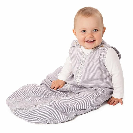 Baby Deedee Sleep Nest Lite - Baby Sleep Sack 0.6 TOG 18-36 Months, Sleeping Bag with Soft Cotton & Patented Shoulder Snaps, Toddler Wearable Blanket for Boys & Girls, Gray Stripes
