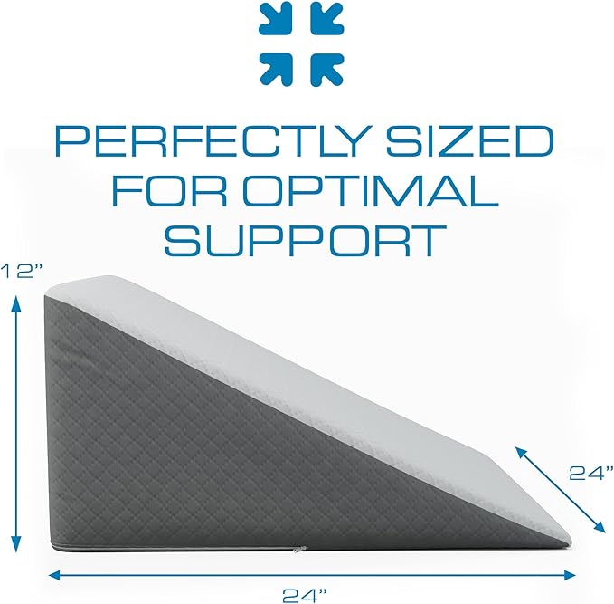 Kolbs Bed Wedge Pillow for Sleep Apnea, FSA Eligible Acid Reflux, and Back Pain Relief, with Chic Jacquard Cover - Headboard Wedges for Sleeping (Standard Wedge 12" Height)