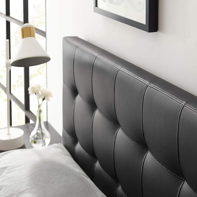 Modway Lily Tufted Faux Leather Upholstered King Headboard in Black