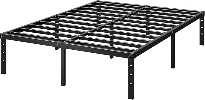 HLIPHA Metal Platform Bed Frame 12 Inch Tall,No Box Spring Needed,Queen Size Bed with Heavy Duty Strong Support Slats,Easy to Assemble,Black