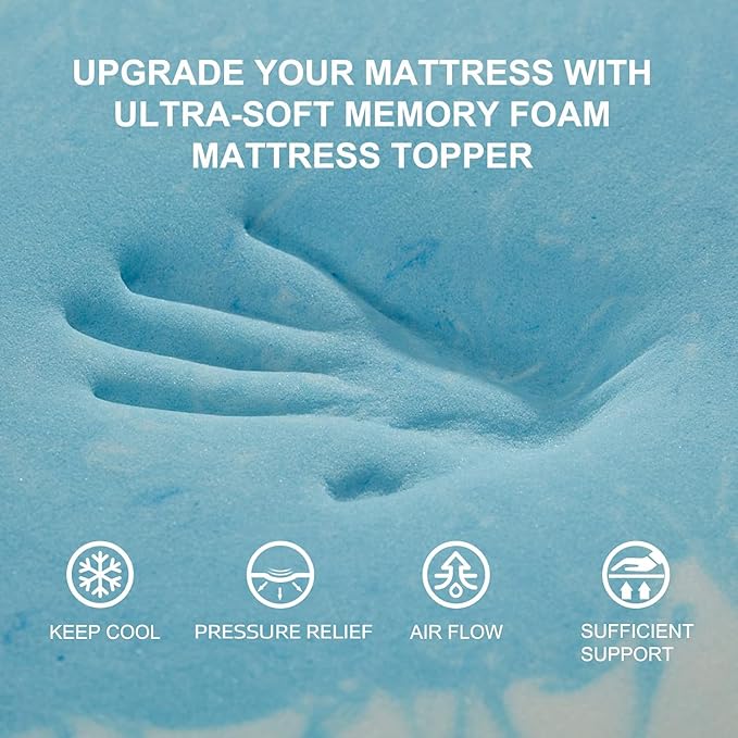 SINWEEK 3 Inch Mattress Topper 5-Zone Memory Foam Mattress Topper Pressure Relief Soft Mattress Pad, CertiPUR-US Certified, King