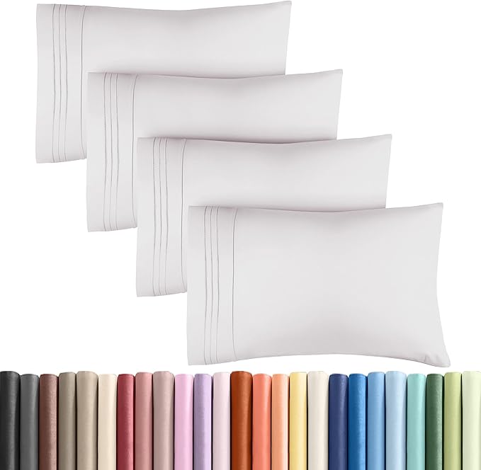 Queen Pillow Cases Set of 4 - Ultra Soft Hotel Quality Pillowcase Covers - Comfy, Cozy & Wrinkle Free - Shrinkage and Fade Resistant - Machine Washable Pillow Protectors - 4 Piece Set - French Grey