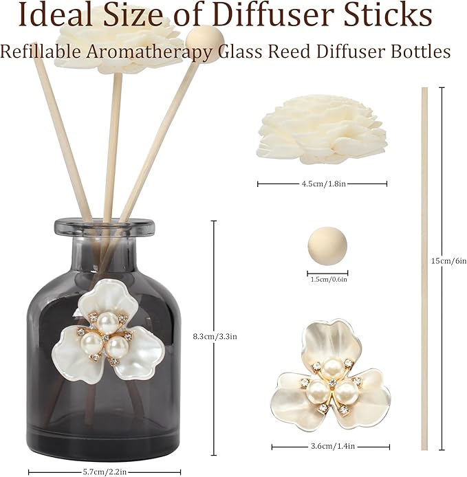 Empty Fragrance Glass Reed Diffuser Bottles 100ml/3.5oz 4 Pack with 12pcs Reed Diffuser Sticks,Refillable,Aromatherapy Storage Containers,DIY Replacement for Reed Diffuser Sets(4 Color)