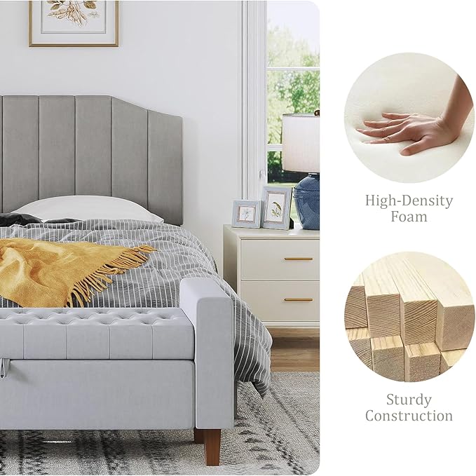 Furpopup King Size Headboard Only, Velvet Upholstered Headboard King/California King Size Wall Mount and Bed Frame Mount, Featuring High-Density Sponge Padding Easy Assembly Comfort Style-Light Gray