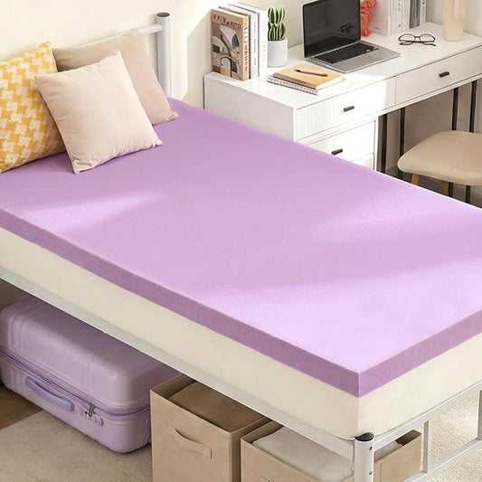 BDEUS Gel Memory Foam Mattress Topper Twin XL, 1.5 in Twin Extra Long Mattress Pad for College Dorm Single Bed, Ventilated Soft Bed Topper, CertiPUR-US Certified, Twin XL Size