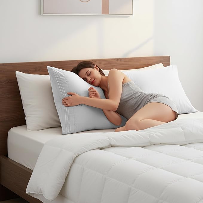 Elegant Comfort Luxury Ultra-Soft 1-Piece Body Pillowcase - 1500 Premium Hotel Quality Microfiber Double Brushed - Wrinkle Resistant, Body Pillowcase Size, White