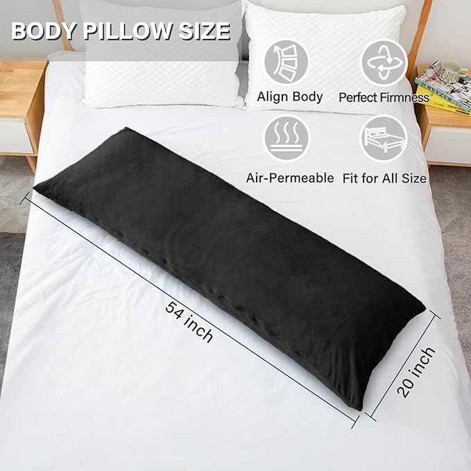 1 MIDDLE ONE Body Pillow, Memory Foam Body Pillows for Adults Sleeping, Long Pillow for Bed, Big Large Firm Full Body Pillow for Side Sleeper, 20x54 Inch, Black
