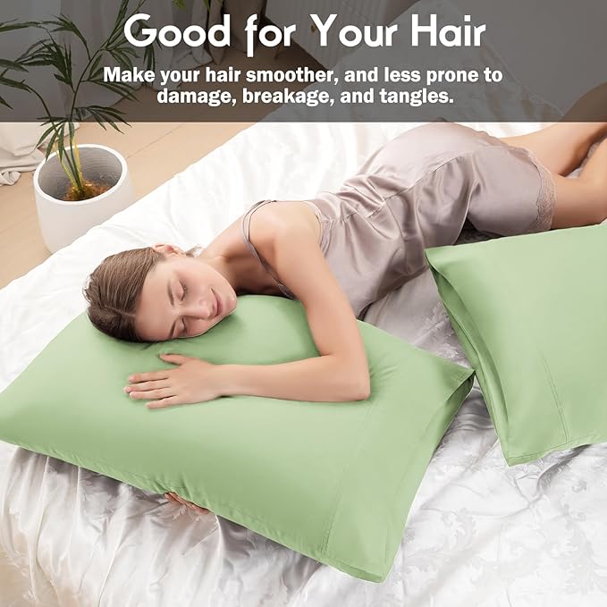 Pillowcases Standard Size 2 Pack, Cooling Viscose Pillow Cases with Envelope Closure, Cool & Breathable Pillow Cover for Hot Sleepers and Night Sweats, 20" x 26"