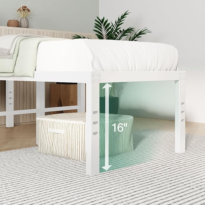 Novilla Twin Bed Frame, 18 Inch Metal Platform Bed Frame Twin Size with Storage Space Under Bed, Heavy Duty Steel Slat Support, Easy Assembly, No Box Spring Needed, White