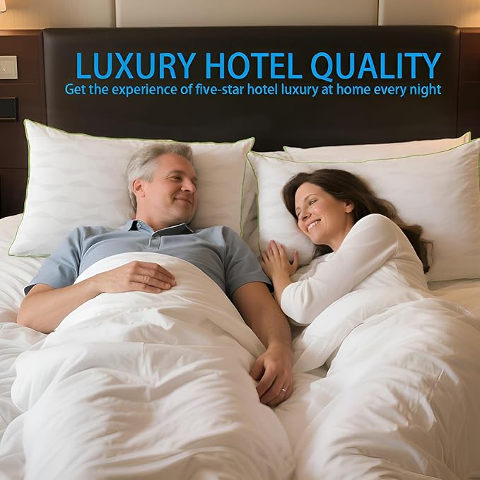 Bed Pillows Standard Size Set of 2,for Sleeping, Adjustable Standard Pillows 2 Pack with Zipper, Cooling Hotel Quality with Premium Soft Down Alternative Fill