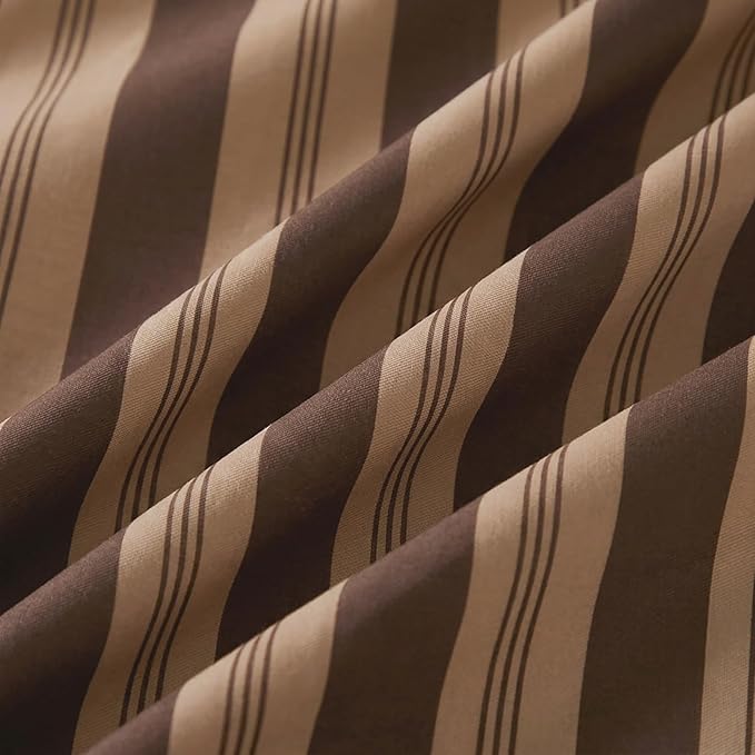 Merryword Brown Striped Pillowcases, 100% Cotton Pillow Cases, King Size Pillowcases, Luxury Linen Like Pillowcase, Soft Breathable Stripe Pillow Covers, Set of 2
