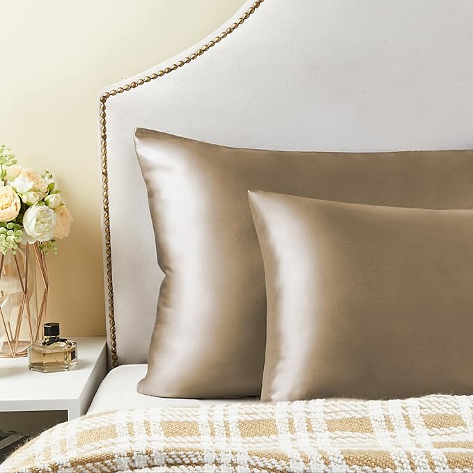 BEDELITE Satin Body Pillow Cover 2 Pack, Super Soft and Cooling Body Pillow Pillowcase for Hair and Skin, Breathable Silky Full Long Pillowcase Cover(20"x54", Tawny Brown)