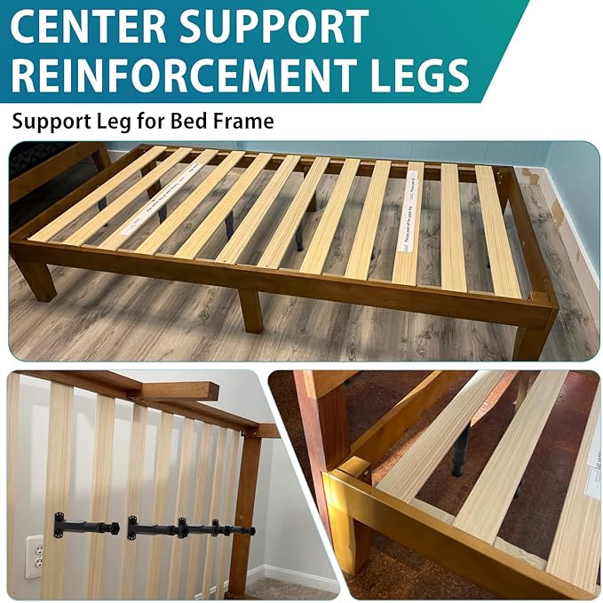 Replacement Bed Slats Support Legs, Adjustable Height 8.3-14.5 Inch Bed Center Support Leg for Queen King Beds, Adjustable Sofa Furniture Legs, Heavy Duty Furniture Risers, 4 Pack