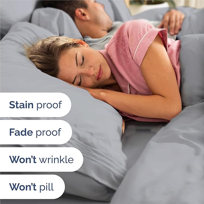 King Size 4 Piece Sheet Set - Comfy Breathable & Cooling Sheets - Hotel Luxury Bed Sheets for Women and Men - Deep Pockets, Easy-Fit, Soft and Wrinkle Free Sheets - Steel Blue Oeko-Tex Bed Sheet Set