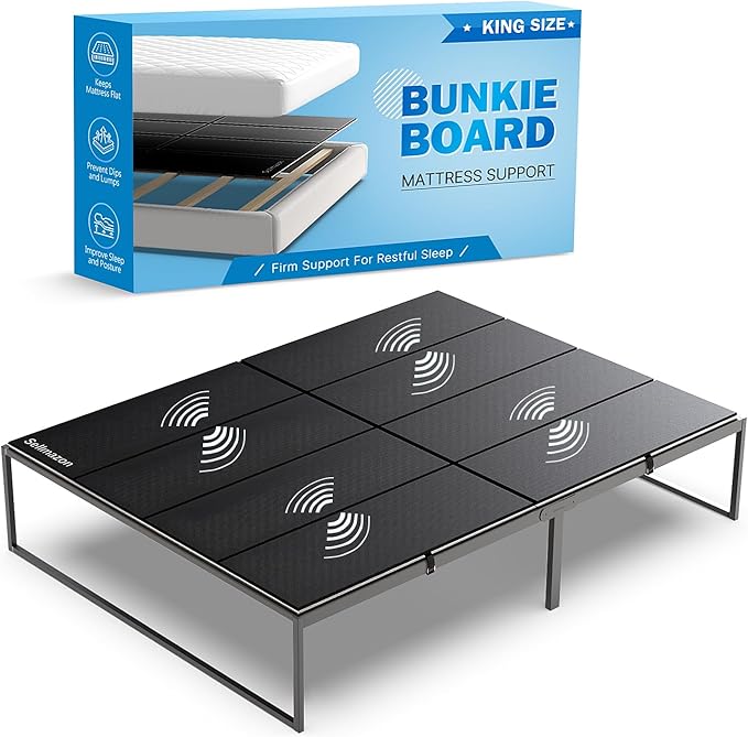 Bunkie Board King Size (76x80''), Heavy Duty 10mm Bed Boards for Slatted Frame, Sleeper Sofa Support Board to Stop Sagging Mattress, Breathable, Noise Minimizing, Moisture Resistant, Black