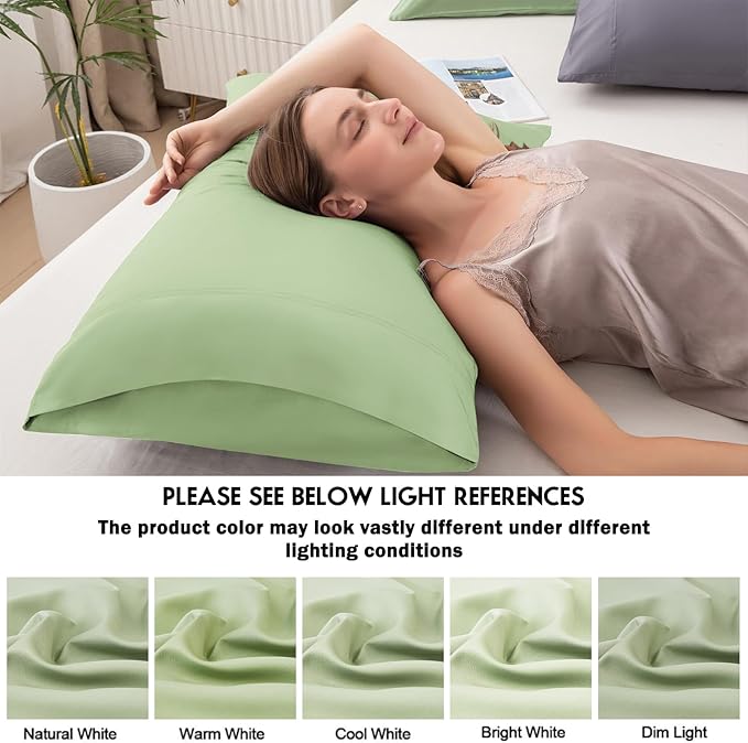 Pillowcases Queen Size 2 Pack, Cooling Viscose from Bamboo Pillow Cases with Envelope Closure, Cool & Breathable Pillow Cover for Hot Sleepers and Night Sweats, 20" x 30"