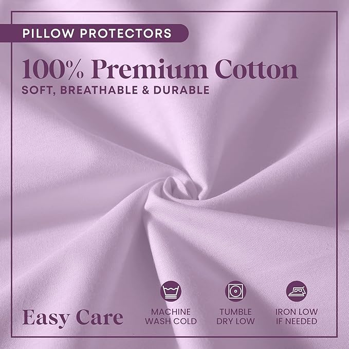 CirclesHome Wedge Pillow Cover 100% Cotton, Zippered Wedge Pillow Case Protector, Soft, Hypoallergenic & Breathable -Lavender, (24Wx25Lx12)