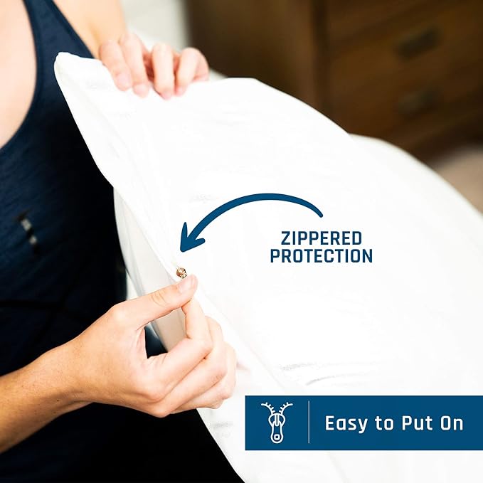 Anti Allergy Dirt Pillow Cases | Irritant Protector | Premium Breathable Terry Cotton Cover | 100% Waterproof | Zippered Encasement | Set of 2 | Standard Size