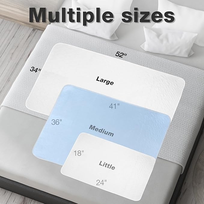 Bed Pads Washable Waterproof, 52" x 34" (4 Pack) Incontinence Bed Pads, Waterproof Bed Pad & Pee Pad, Perfect for Kids, Adults, The Elderly and Pets