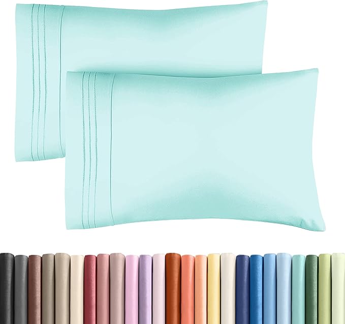 Standard Pillow Cases Set of 2 - Ultra-Soft Hotel Quality Pillowcase Covers - Comfy & Wrinkle Free - Stain & Fade Resistant - Machine Washable Pillow Protectors - 2 Piece Set - Standard Size Spa Blue