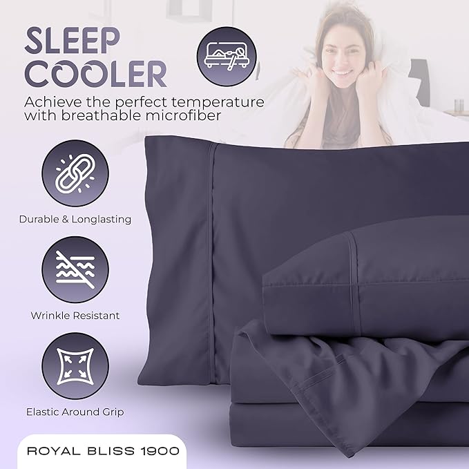 Twin XL Sheet Set - 3 Pcs Set - Fade Resistant Double Brushed MicrofiberXL Twin Sheets, Deep Pocket, Cooling Sheets (Plum)