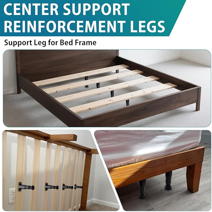Replacement Bed Slats Support Legs, Adjustable Height 5.1-8.3 Inch Bed Center Support Leg for Queen King Beds, Adjustable Sofa Furniture Legs, Heavy Duty Furniture Risers, 6 Pack