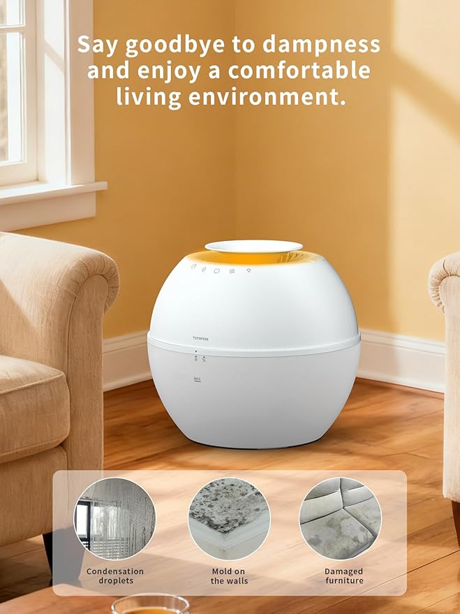 2 in 1 Dehumidifier & Humidifier Combo, 101oz Smart for Bedroom Bathroom Basement, Portable Air Purifier with Auto Steam, Small Dehumidifiers with Drain Hose