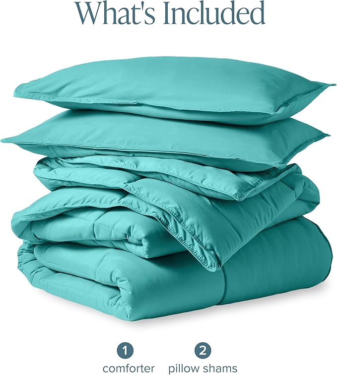 Bare Home Comforter Set - Queen Size - Ultra-Soft - Goose Down Alternative - Premium 1800 Series - All Season Warmth (Queen, Turquoise)