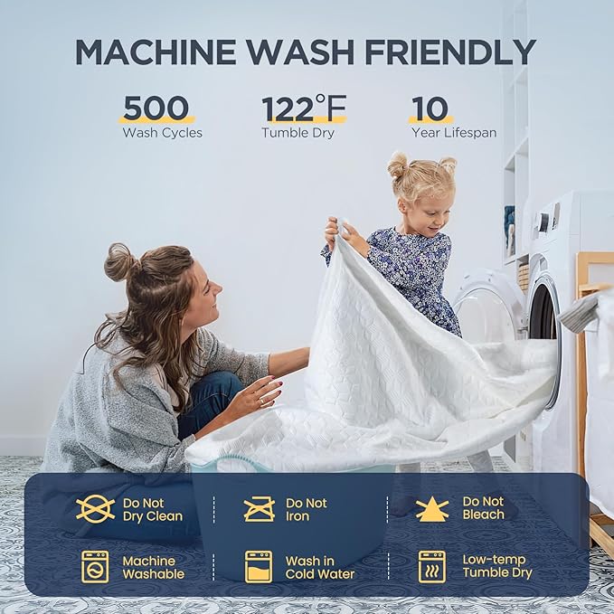 Premium Waterproof Queen Mattress Protector Made From Silver-infused Bamboo Rayon For Better Health, Odor-free Hypoallergenic Mattress Cover Queen Size Bed, Noiseless Bed Cover with 6"-21"Deep Pocket