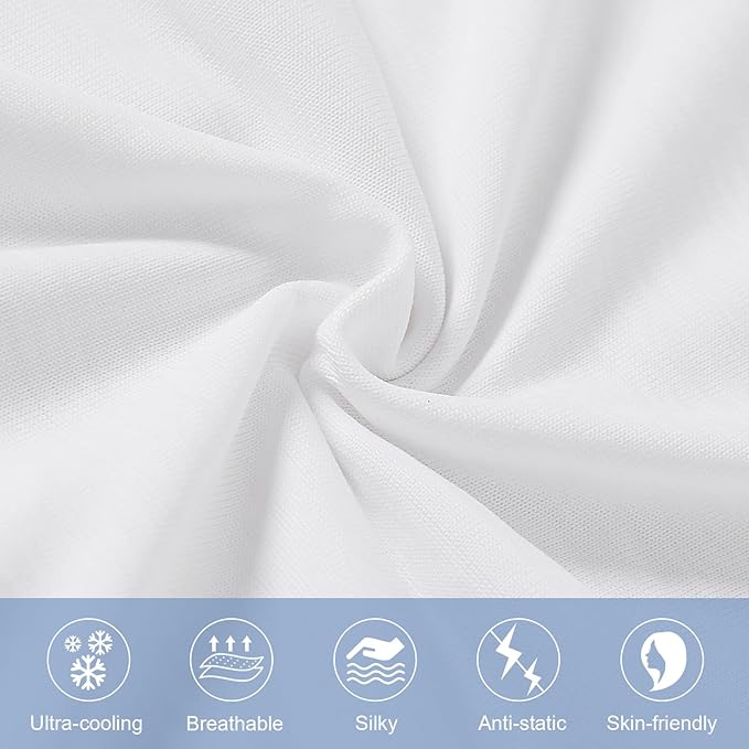 Elegear Cooling Pillow Cases for Hot Sleepers, Japanese Q-Max 0.5 Cooling Pillowcases, Both Sides[Cooling/Cotton], Breathable Soft Pillowcase for Hair and Skin, Set of 2-White (Queen (20'' x 30''))