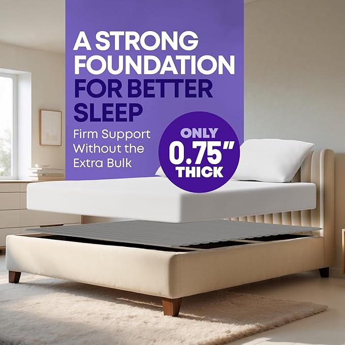 Greaton, Wooden Full Bed Slats for Support Under Mattress with Cover – Replacement Wood Slats for Full Size Bed Frame – Under Mattress Support Without Extra Height – 3.38-Inch Standard Width