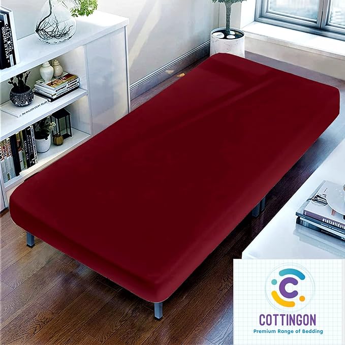 Cot Size 28" x 75" Fitted Sheet, 100% Egyptian Cotton, Perfect for Camp Bunk Beds/RVs/Guest Beds/Army Cots/Replacement Mattress (Burgundy)