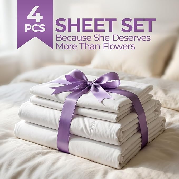 Top Split Flex Head King Size Sheet Set - Egyptian Quality Ultra-Soft Bed Sheets | Double Brushed | Deep Pockets- Easy Fit - 4 Piece Set- Fade Resistant (Plum)